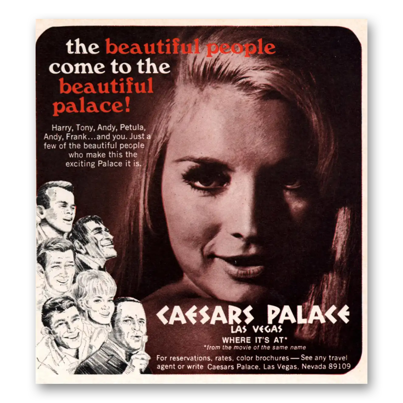 1969 Caesars Palace Beautiful People Beautiful Palace Vintage Magazine Print Ad