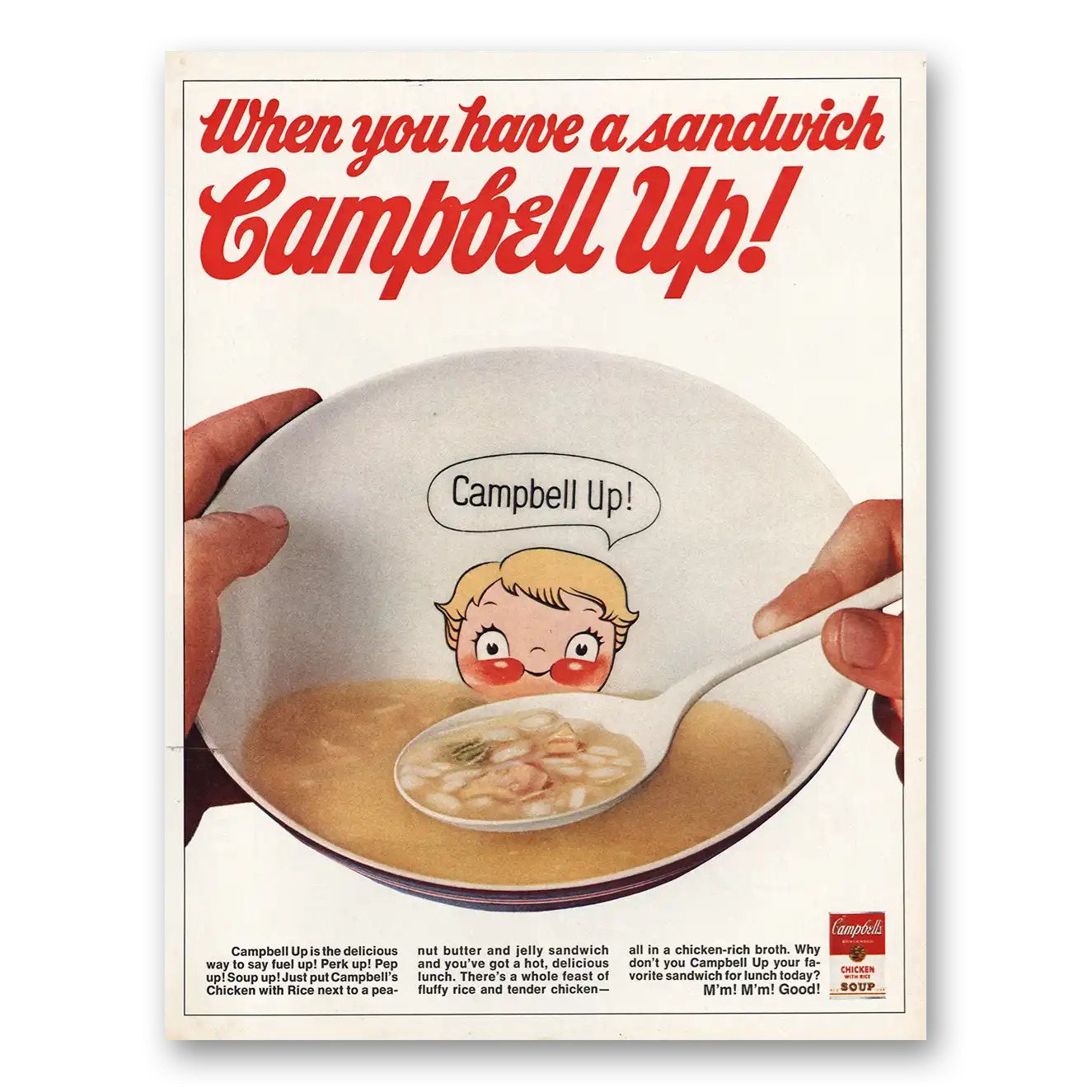 1969 Campbells Soup When You Have a Sandwich Campbell Up Vintage Magazine Print Ad