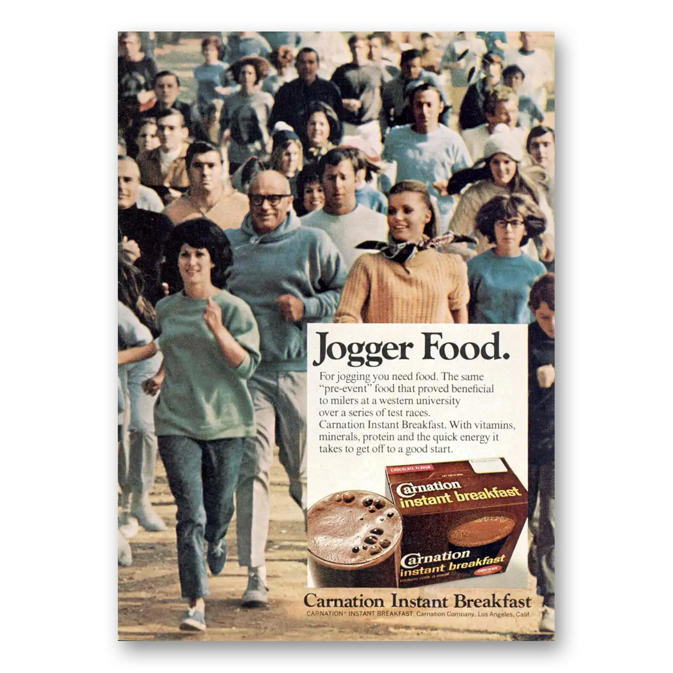 1969 Carnation Instant Breakfast Jogger Food Vintage Magazine Print Ad