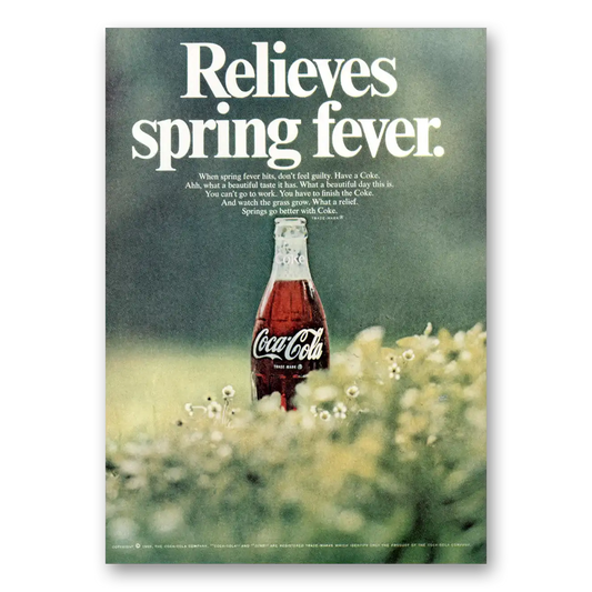 1969 Coca Cola Relieves Spring Fever Vintage Magazine Print Ad