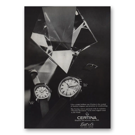 1969 Certina Watches Like a Single Brilliant Star Vintage Magazine Print Ad