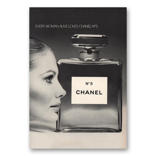 1969 Chanel No 5 Every Woman Alive Loves Vintage Magazine Print Ad