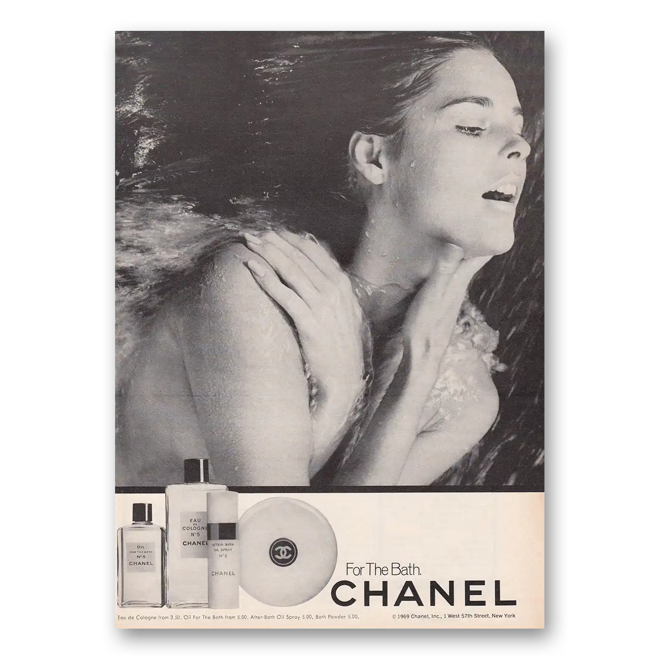 1969 Chanel No 5 For the Bath Vintage Magazine Print Ad