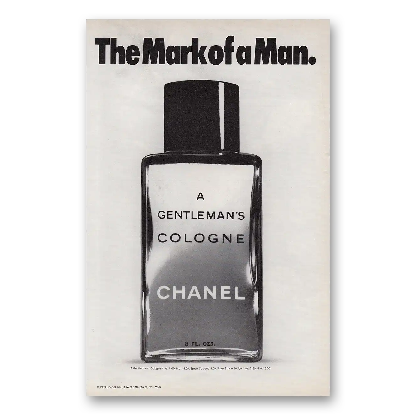 1969 Chanel Gentlemans Cologne Mark of Man Vintage Magazine Print Ad