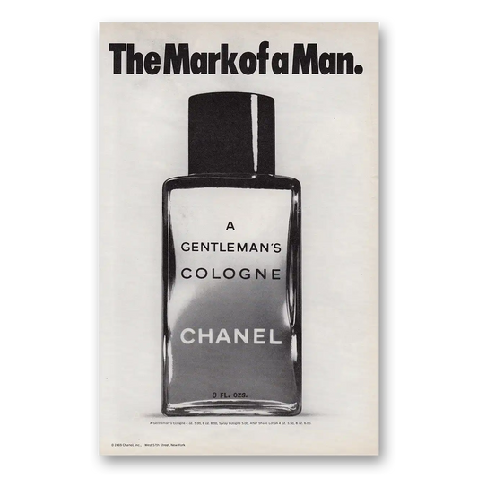 1969 Chanel Gentlemans Cologne Mark of Man Vintage Magazine Print Ad