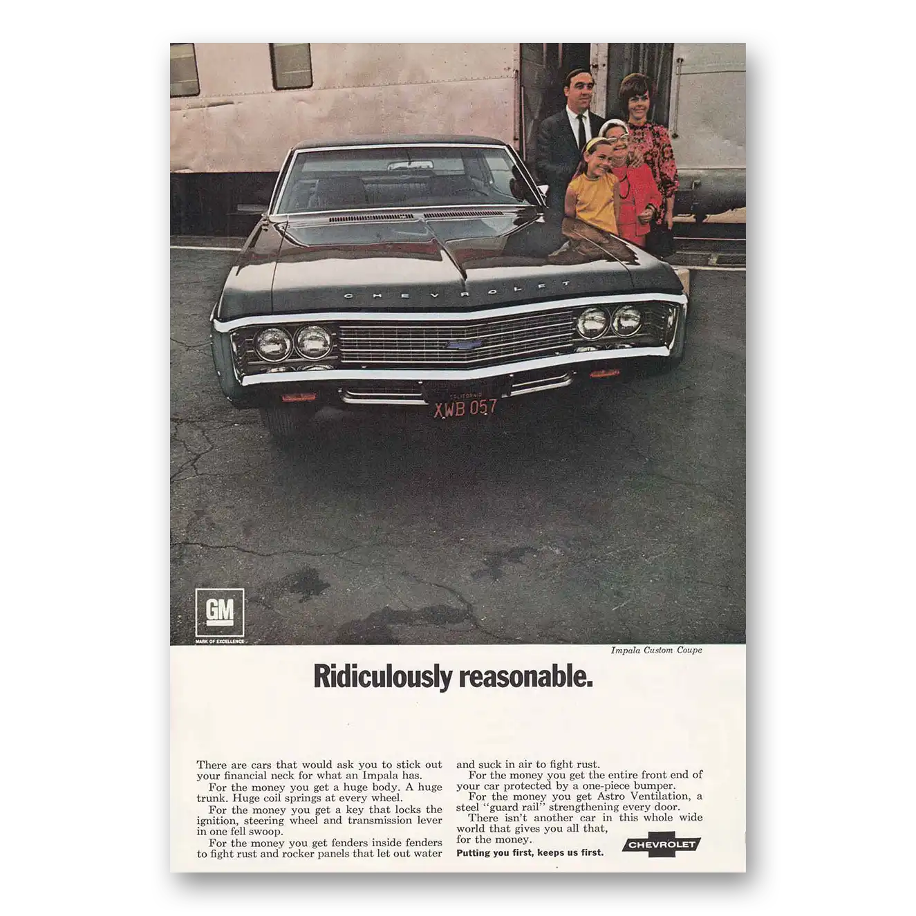 1969 Chevrolet Impala Ridiculously Reasonable Train Vintage Magazine Print Ad