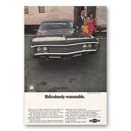 1969 Chevrolet Impala Ridiculously Reasonable Train Vintage Magazine Print Ad