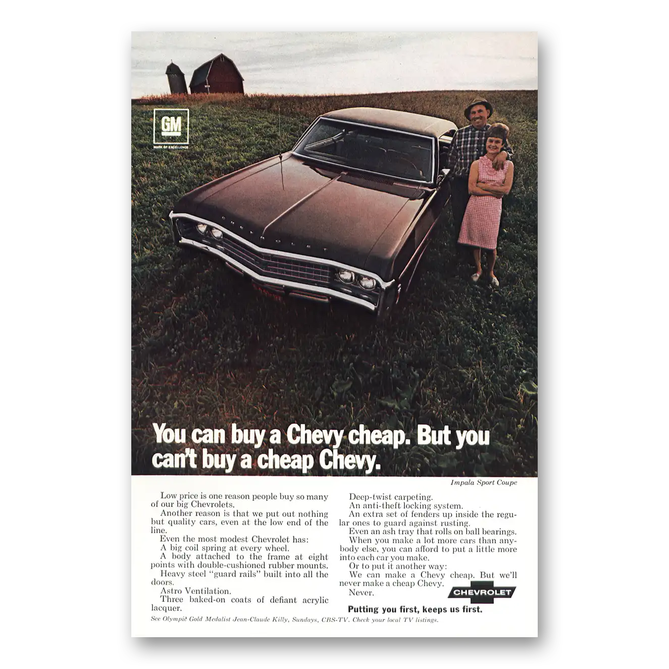 1969 Chevrolet Impala You Can Buy a Chevy Cheap Vintage Magazine Print Ad