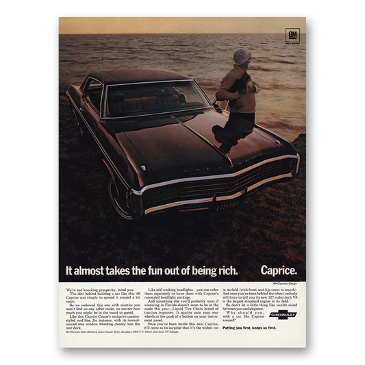 1968 Chevrolet Caprice Takes the Fun Out of Being Rich Vintage Magazine Print Ad