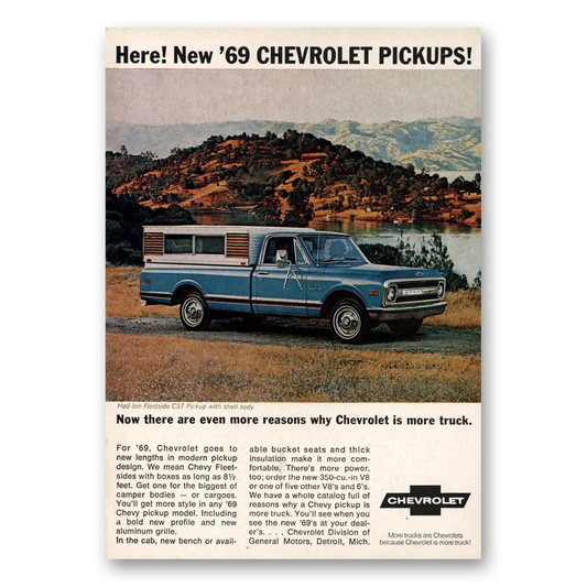 1969 Chevrolet Pickup Reasons Why Chevrolet Is More Truck Vintage Magazine Print Ad