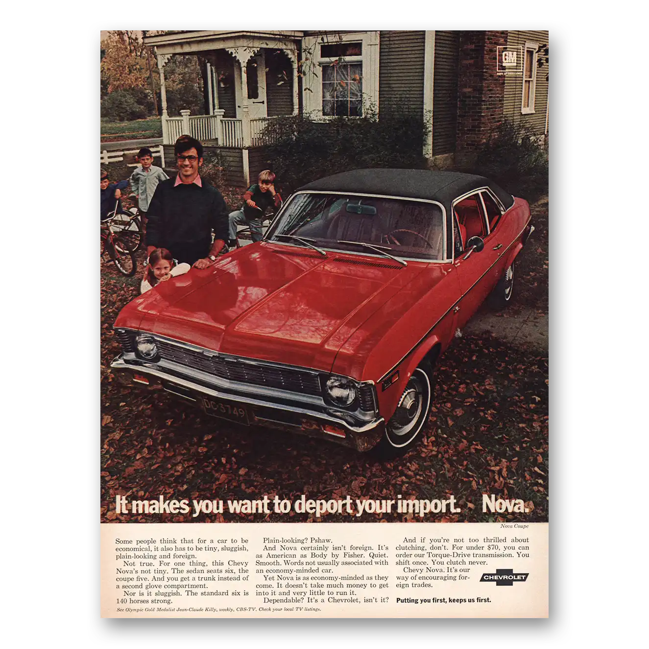 1969 Chevrolet Nova Makes You Want To Deport Your Import Vintage Magazine Print Ad