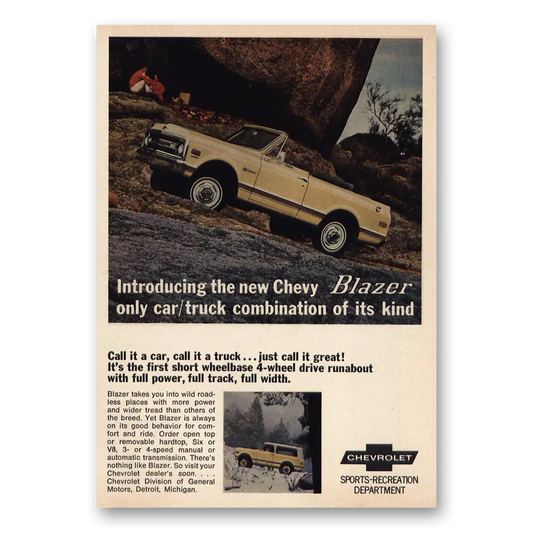 1969 Chevrolet Blazer Only Car Truck Combination Vintage Magazine Print Ad