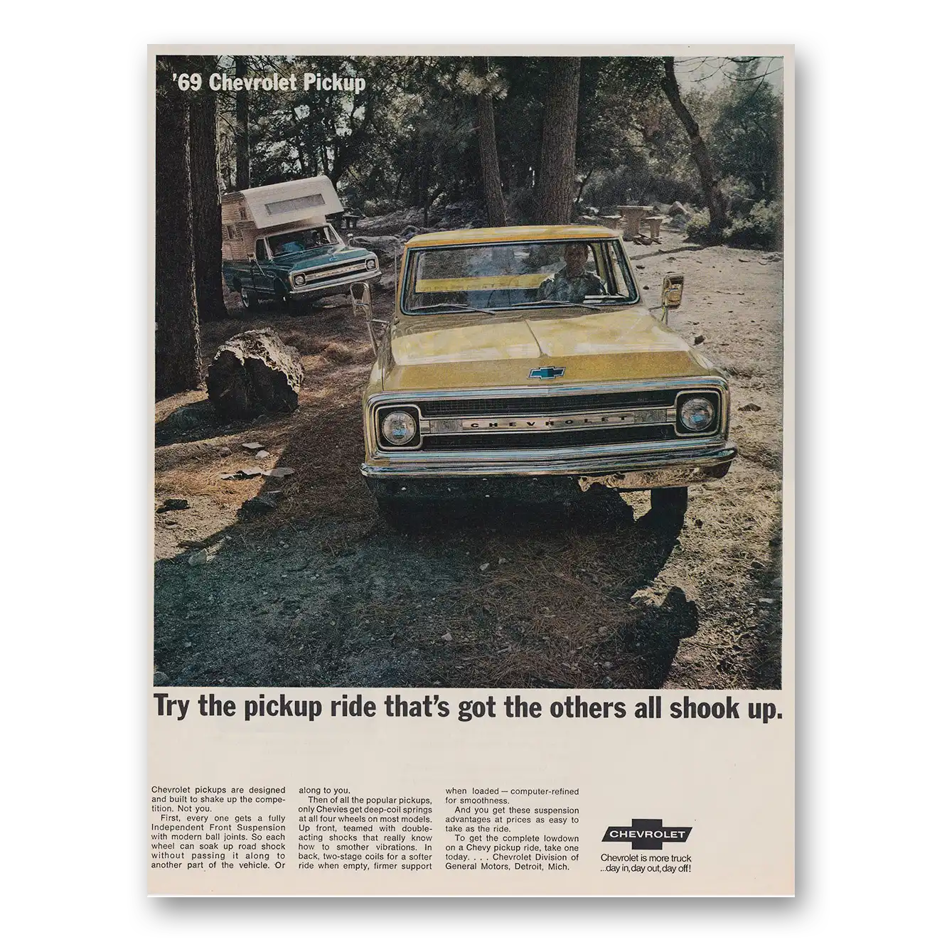 1969 Chevrolet Pickup Try The Pickup Ride That’s Got the Others All Shook Up Vintage Magazine Print Ad