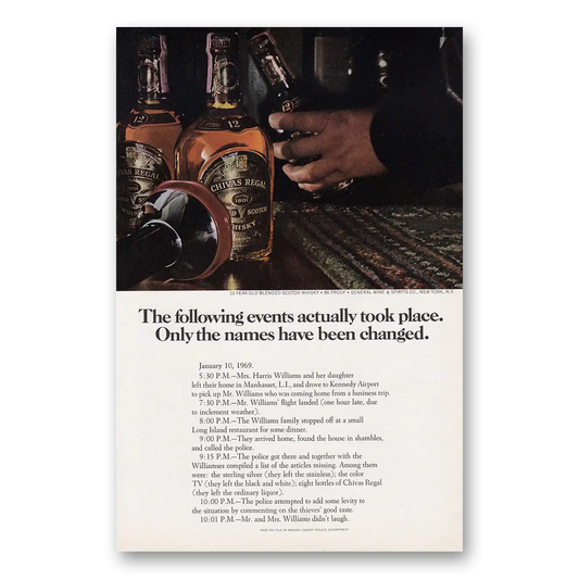 1969 Chivas Regal Following Events Actually Took Place Vintage Magazine Print Ad