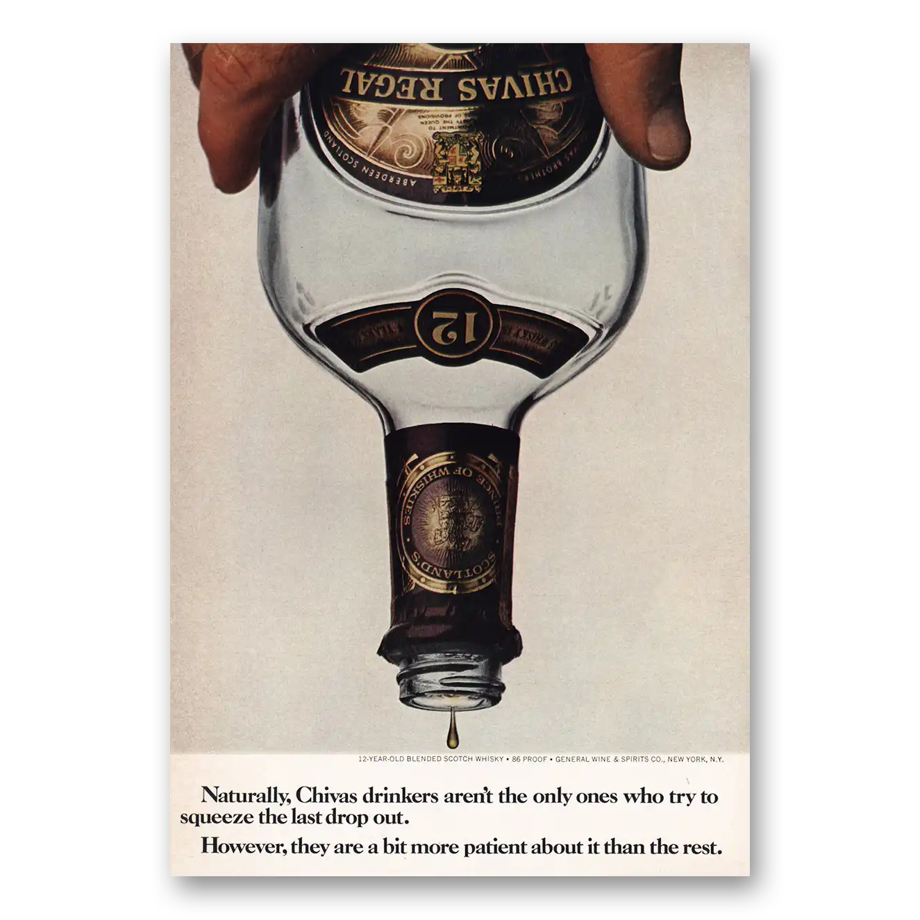 1969 Chivas Regal Squeeze the Last Drop Out Vintage Magazine Print Ad