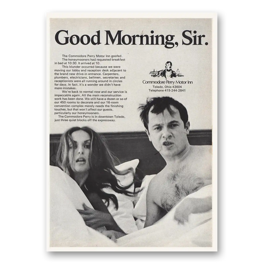 1969 Commodore Perry Motor Inn Good Morning Sir Vintage Magazine Print Ad