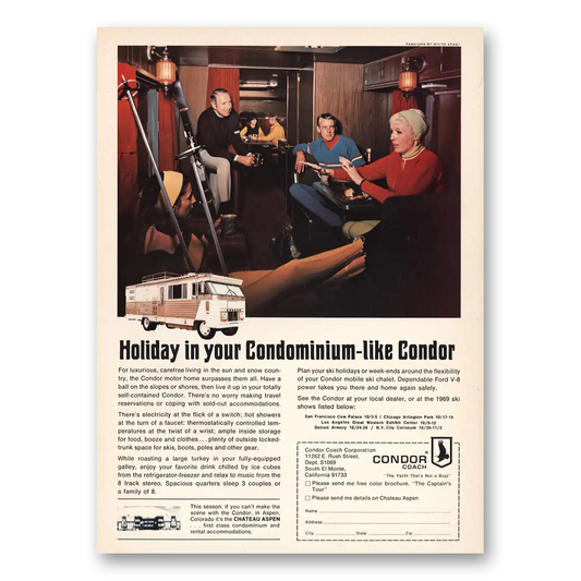 1969 Condor Coach Holiday In Your Condominium Vintage Magazine Print Ad