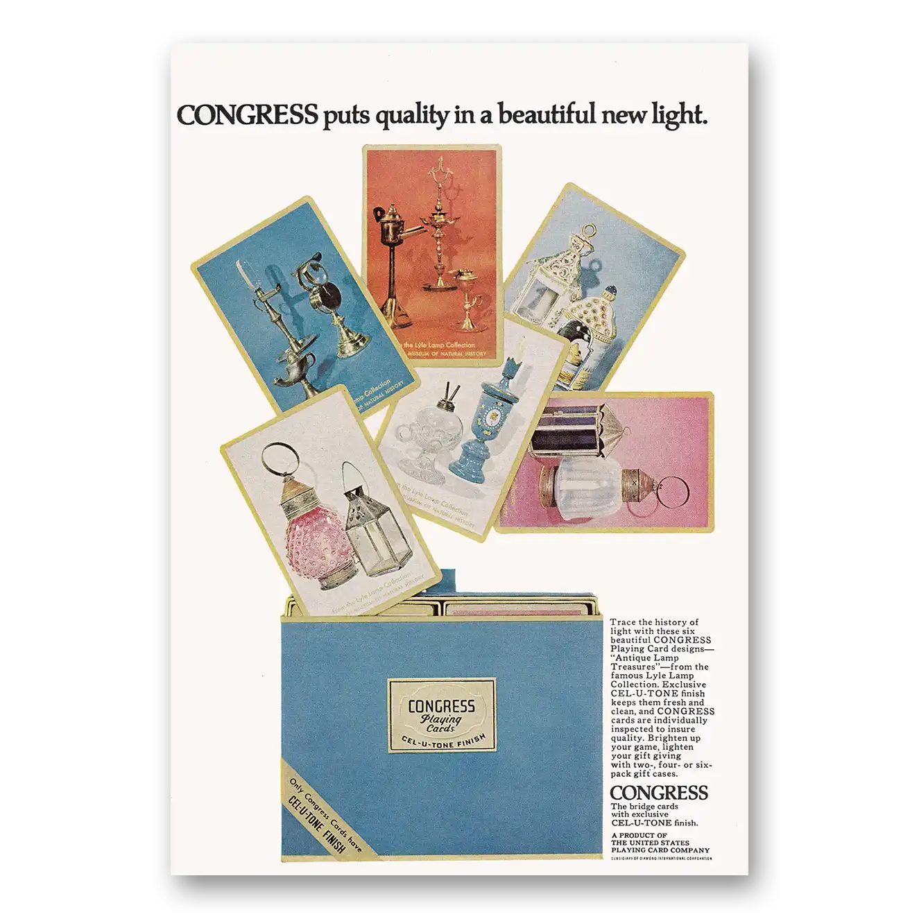 1969 Congress Playing Cards Beautiful New Light Vintage Magazine Print Ad