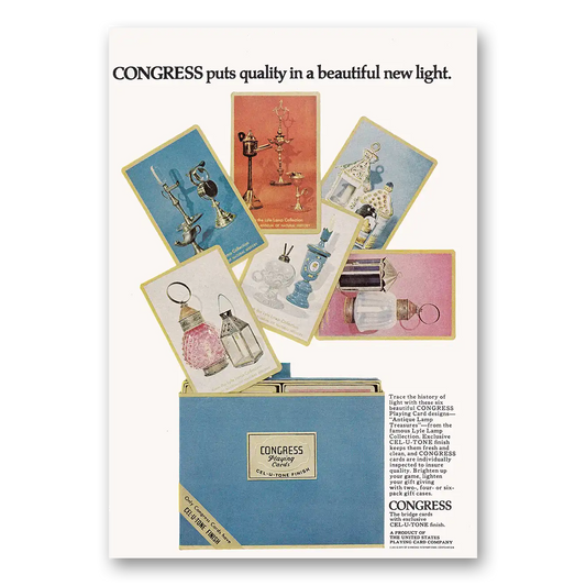 1969 Congress Playing Cards Beautiful New Light Vintage Magazine Print Ad