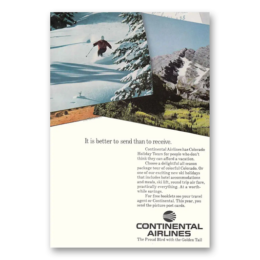 1969 Continental Airlines Better To Send Than to Receive Vintage Magazine Print Ad