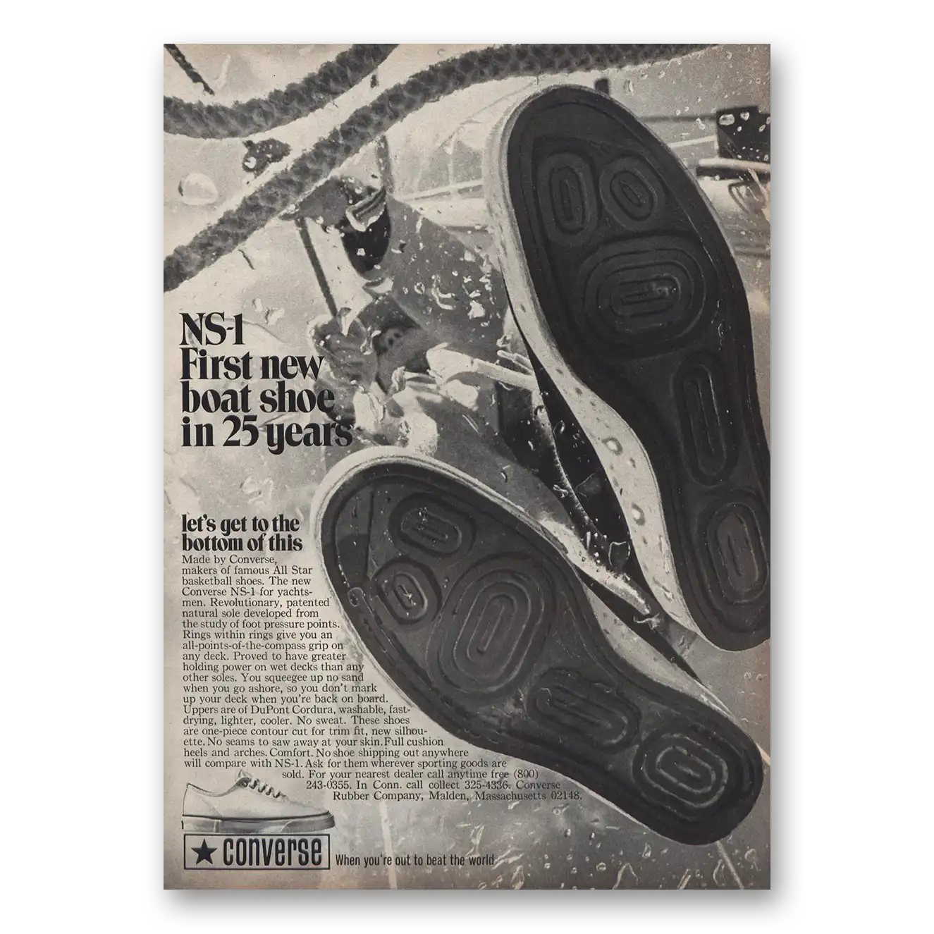 1969 Converse Shoes NS1 First New Boat Shoe 25 Years Vintage Magazine Print Ad