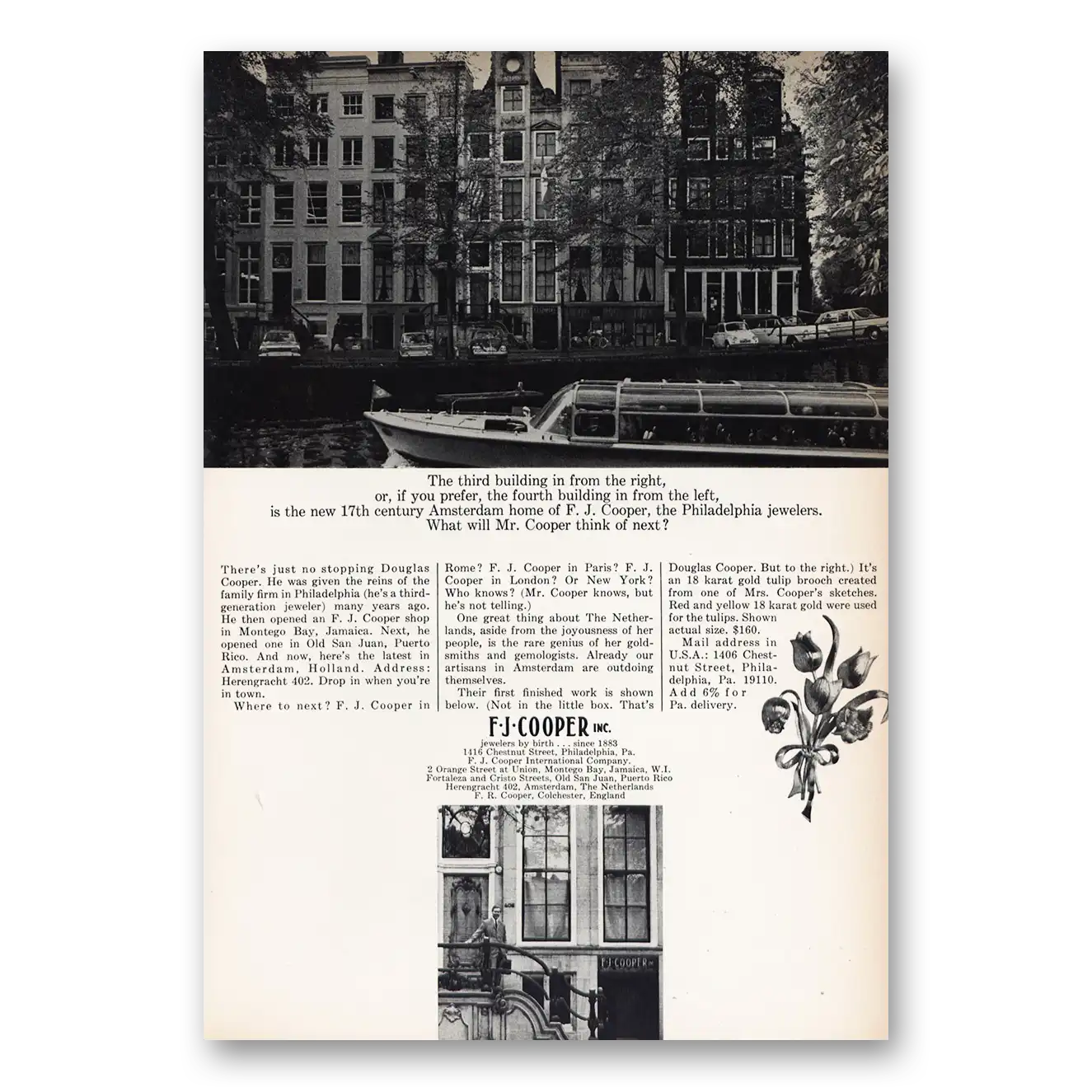 1969 F J Cooper 17th Century Amsterdam Home Vintage Magazine Print Ad