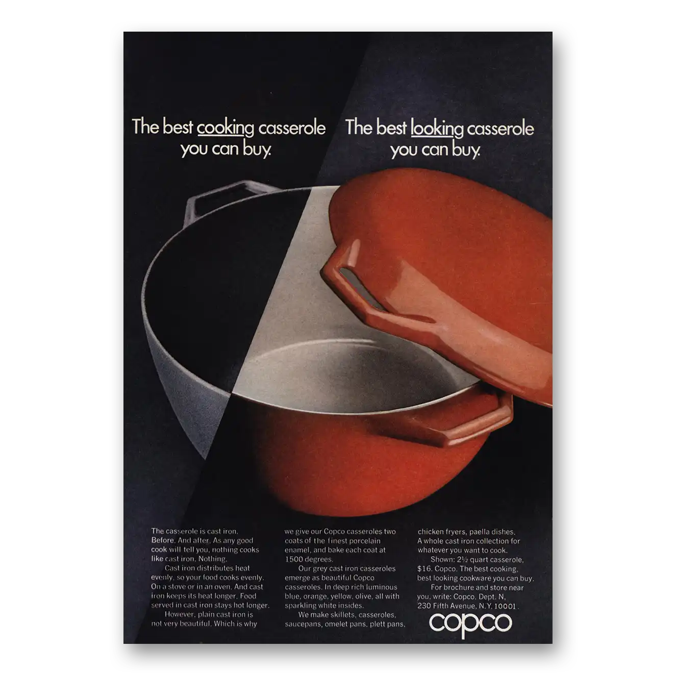 1969 Copco Casserole Best Looking Casserole You Can Buy Vintage Magazine Print Ad