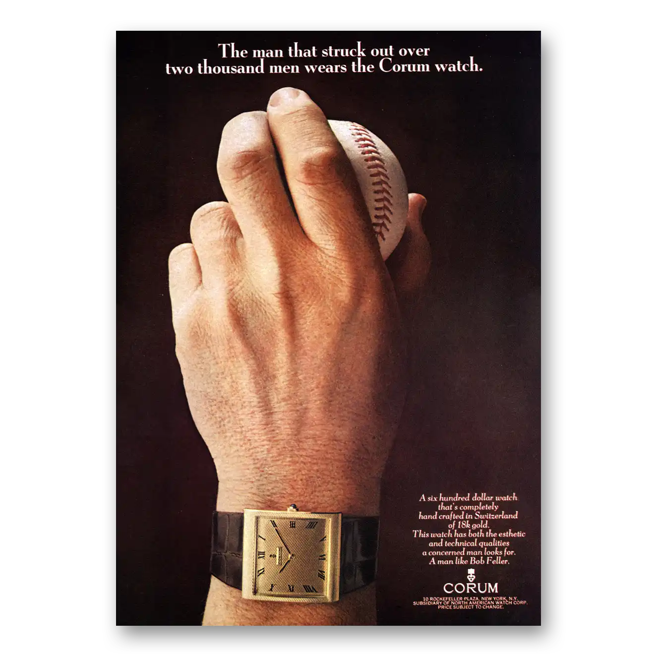 1969 Corum Watch Man Struck Out Over Two Thousand Men Vintage Magazine Print Ad