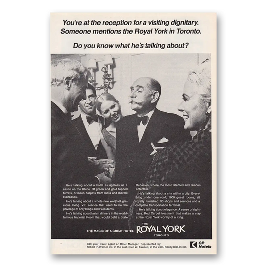 1969 Royal York Toronto Hotel Reception for a Visiting Dignitary Vintage Magazine Print Ad