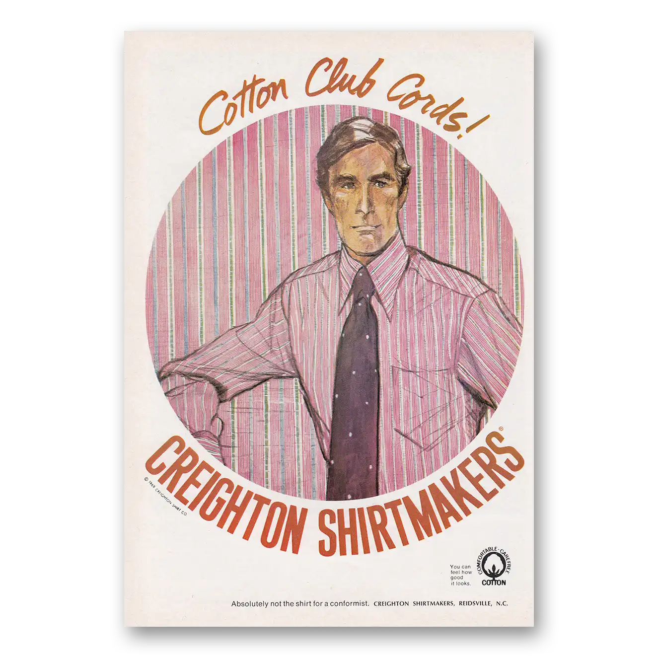 1969 Creighton Shirtmakers Cotton Club Cords Vintage Magazine Print Ad