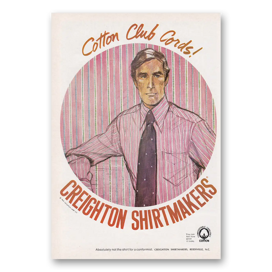 1969 Creighton Shirtmakers Cotton Club Cords Vintage Magazine Print Ad