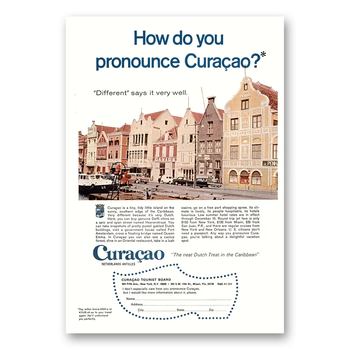 1969 Curacao How Do You Pronounce Curacao Vintage Magazine Print Ad