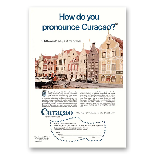 1969 Curacao How Do You Pronounce Curacao Vintage Magazine Print Ad