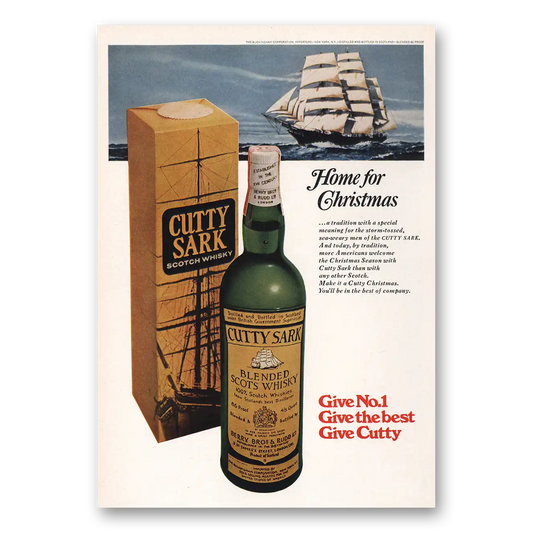 1969 Cutty Sark Home for Christmas Vintage Magazine Print Ad