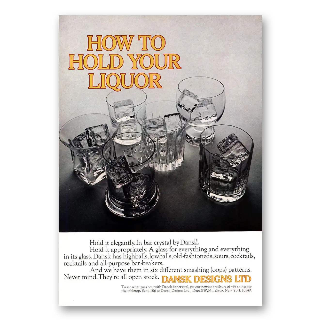 1969 Dansk Designs How To Hold Your Liquor Vintage Magazine Print Ad