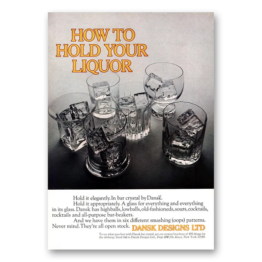 1969 Dansk Designs How To Hold Your Liquor Vintage Magazine Print Ad