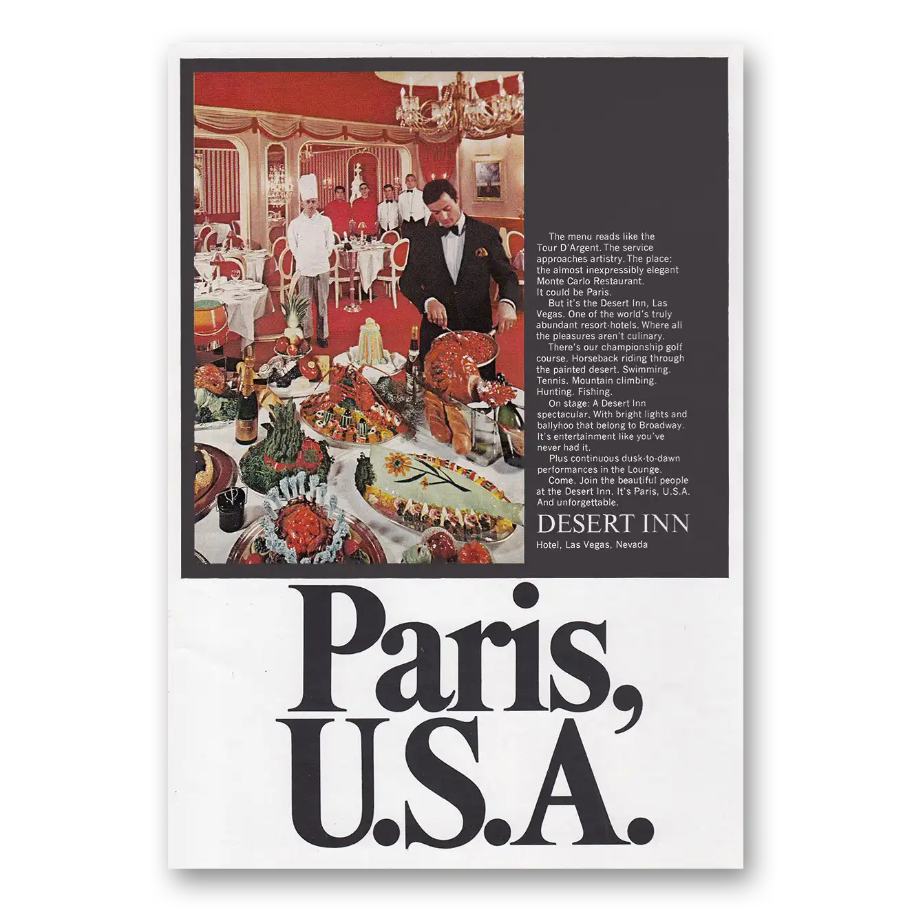 1969 Desert Inn Las Vegas Paris USA Vintage Magazine Print Ad