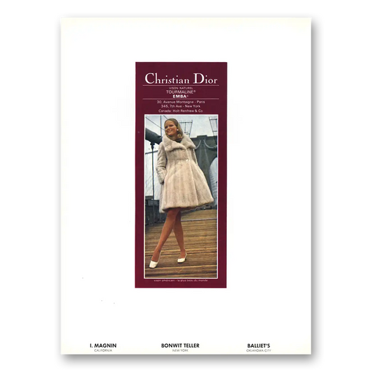 1969 Christian Dior Fashion Tourmaline Emba Vintage Magazine Print Ad