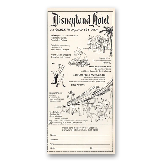 1969 Disneyland Hotel Magic World Of Its Own Vintage Magazine Print Ad