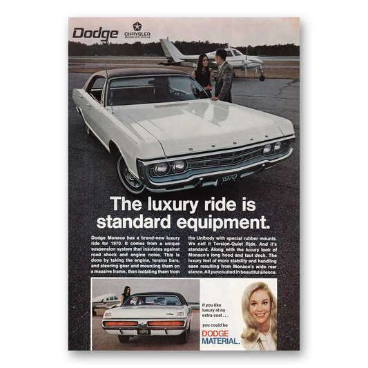 1970 Dodge Monaco Luxury Ride is Standard Equipment Plane Vintage Magazine Print Ad