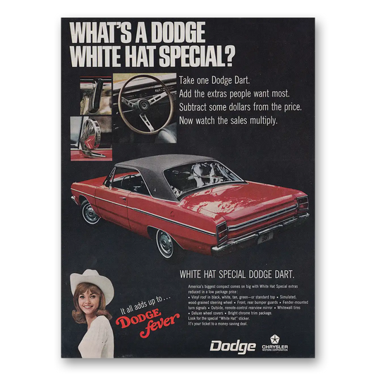 1969 Dodge Dart White Hat Special Vintage Magazine Print Ad