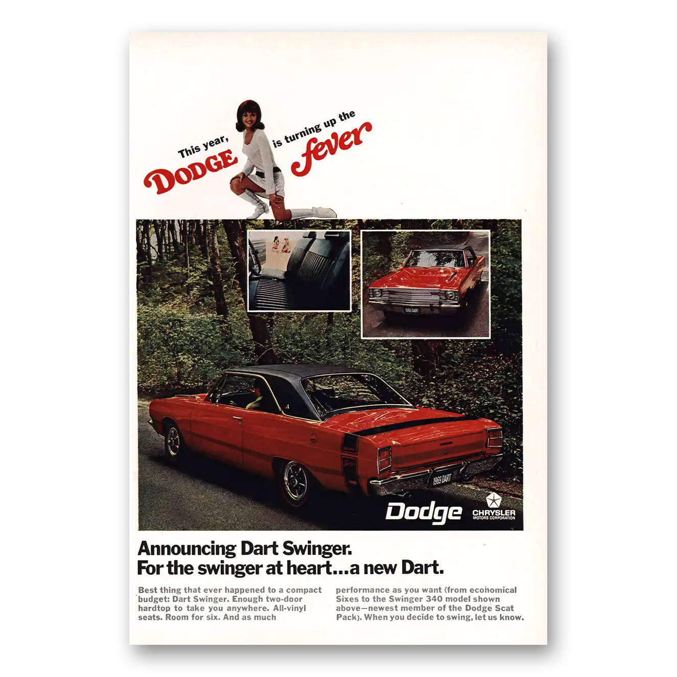 1969 Dodge Dart Dodge Fever Vintage Magazine Print Ad