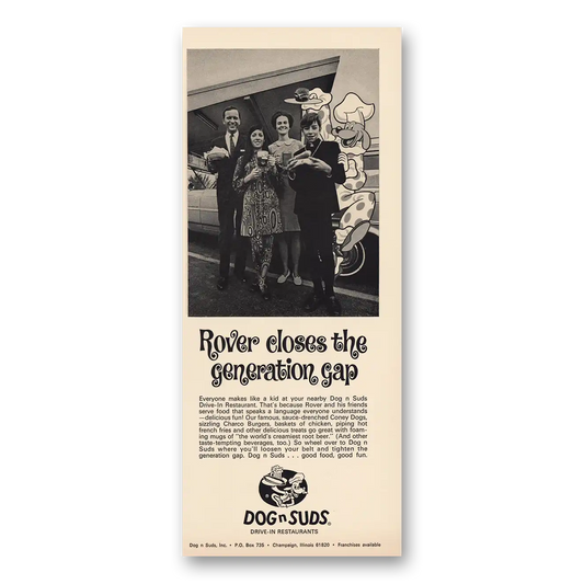 1969 Dog n Suds Rover Closes the Generation Gap Vintage Magazine Print Ad