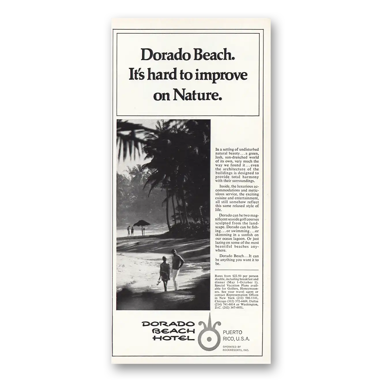 1969 Dorado Beach Hotel Hard to Improve Nature Vintage Magazine Print Ad