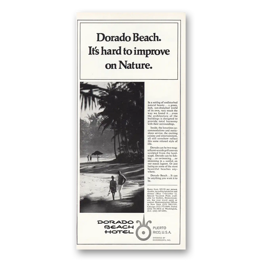 1969 Dorado Beach Hotel Hard to Improve Nature Vintage Magazine Print Ad