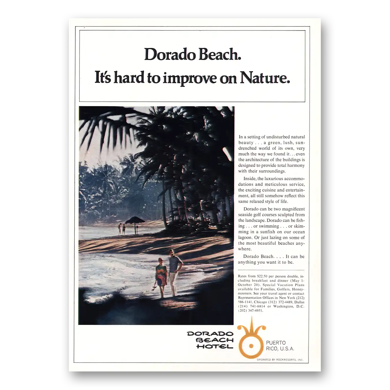 1969 Dorado Beach Hotel Hard to Improve On Nature Vintage Magazine Print Ad