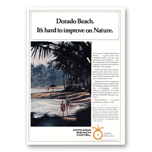 1969 Dorado Beach Hotel Hard to Improve On Nature Vintage Magazine Print Ad