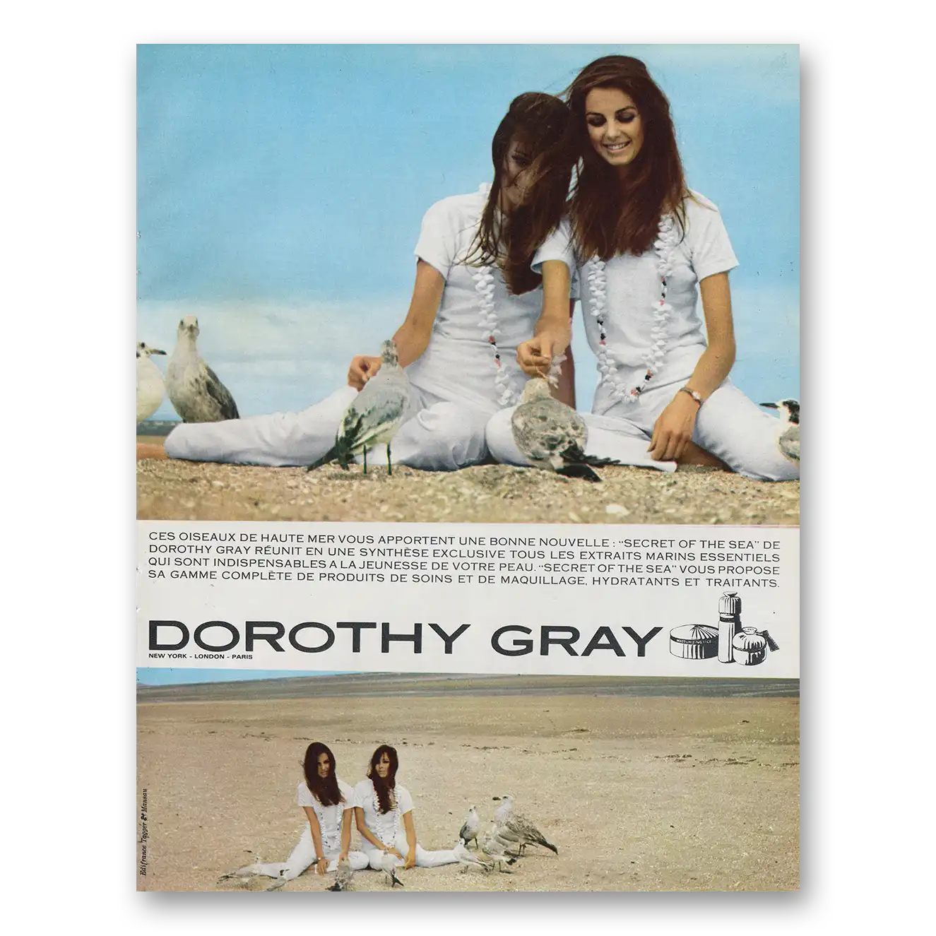 1969 Dorothy Gray Perfumes Cosmetics France Vintage Magazine Print Ad