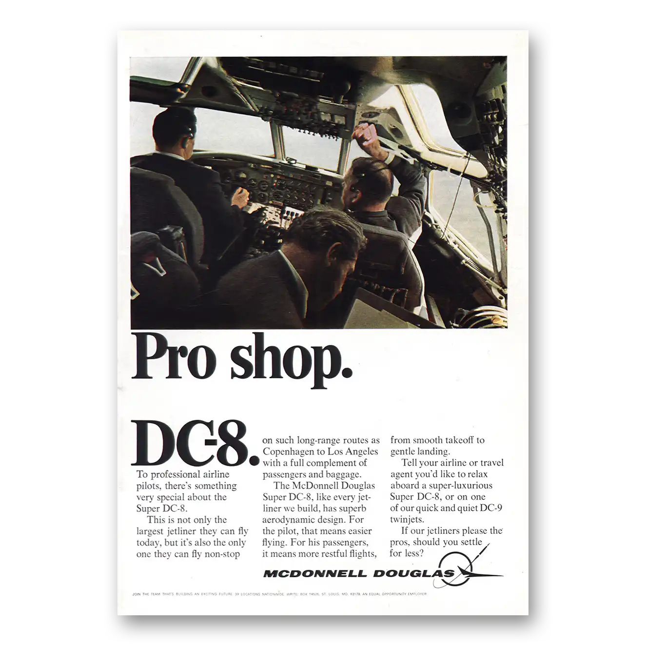 1969 McDonnell Douglas Pro Shop DC8 Vintage Magazine Print Ad