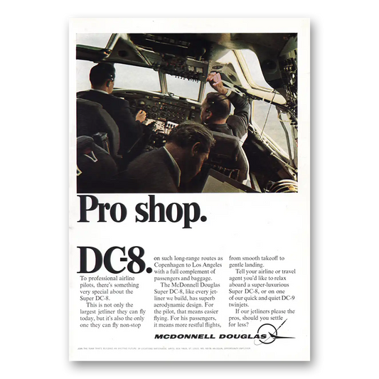 1969 McDonnell Douglas Pro Shop DC8 Vintage Magazine Print Ad